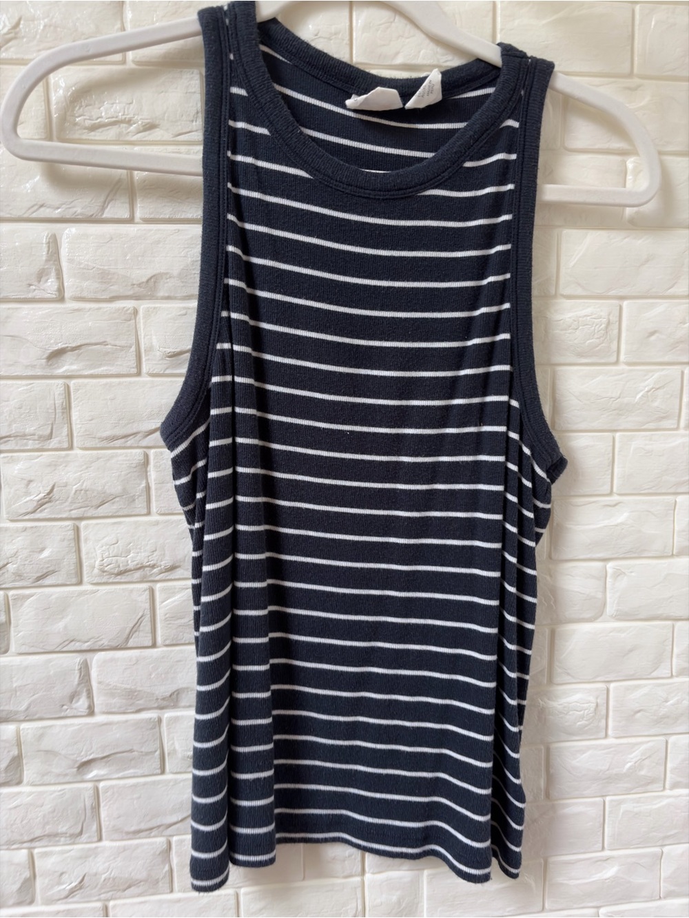 C&C California Navy and White Striped Ribbed Tank